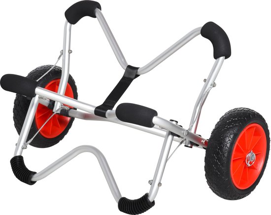 HOMCOM Kayak remorque aluminium bateau remorque pliable peu encombrant PU pneus argent 75 kg A32-011