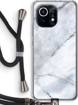 Case Company® - Xiaomi Mi 11 hoesje met Koord - Witte marmer - Telefoonhoesje met Zwart Koord - Bescherming aan alle Kanten en Over de Schermrand