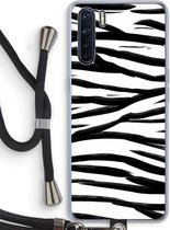 Case Company® - Oppo A91 hoesje met Koord - Zebra pattern - Telefoonhoesje met Zwart Koord - Bescherming aan alle Kanten en Over de Schermrand