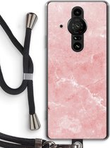 Case Company® - Sony Xperia Pro-I hoesje met Koord - Roze marmer - Telefoonhoesje met Zwart Koord - Bescherming aan alle Kanten en Over de Schermrand