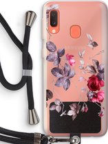 Case Company® - Samsung Galaxy A20e hoesje met Koord - Mooie bloemen - Telefoonhoesje met Zwart Koord - Bescherming aan alle Kanten en Over de Schermrand