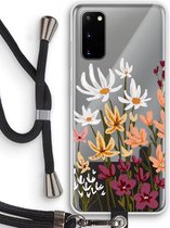 Case Company® - Samsung Galaxy S20 hoesje met Koord - Painted wildflowers - Telefoonhoesje met Zwart Koord - Bescherming aan alle Kanten en Over de Schermrand