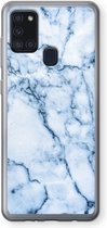 Case Company® - Samsung Galaxy A21s hoesje - Blauw marmer - Soft Cover Telefoonhoesje - Bescherming aan alle Kanten en Schermrand