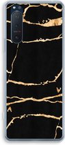 Case Company® - Sony Xperia 5 II hoesje - Gouden marmer - Soft Cover Telefoonhoesje - Bescherming aan alle Kanten en Schermrand