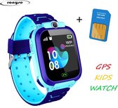 Smartwatch GPS voor Kinderen - Blauw - Inclusief Simkaart - Kinder Horloge - Jongen - GPS Tracking - One Size - Blauw