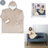 HOME DECO FACTORY | Hoodie Deken - Hoodie Blanket - Deken Met Mouwen - Oversized Hoodie - Oodie - Fleece Deken - Sherpa - Indoor/Outdoor Coat - Beige