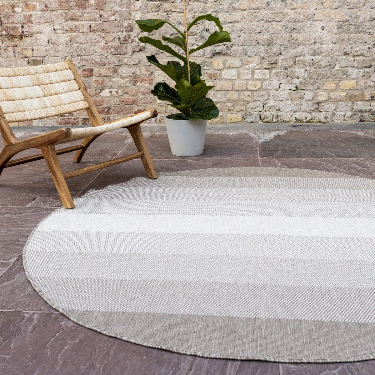 Buiten vloerkleed Boa - Bruin/Grijs - dubbelzijdig - EVA Interior - Rond 200 Ø - (L)