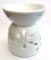 Brûle-parfum en céramique blanche avec motif fleur coupée Brûle-parfum pour huile parfumée ou cire à fondre