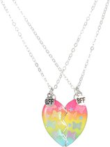 Best friends ketting 2 stuks gebroken hart tiedye