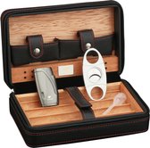 Supremium Leren Sigarenkoker | Sigarenkoker | Sigarendoos l Humidordoos | Houten Sigarenhumidor | Reizen | Draagbaar | Aansteker Snijder | Reiskoffer