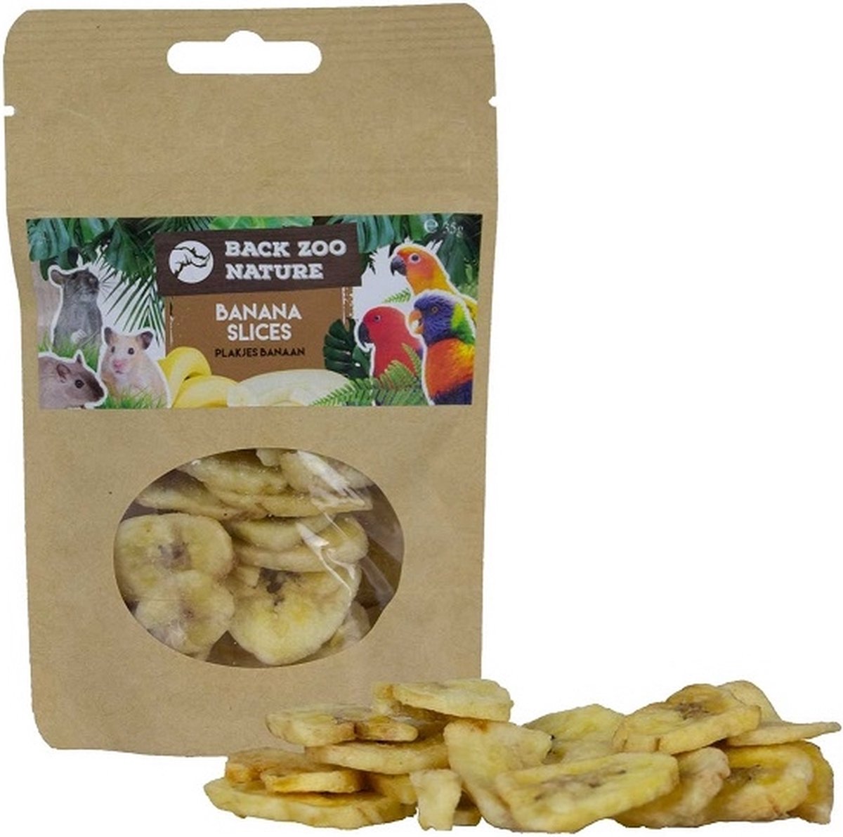 Bananenschijfjes 35g - BACK ZOO NATURE - Gedehydrateerde Fruitsnack voor Knaagdieren, Konijnen en Vogels - Foerageersnack