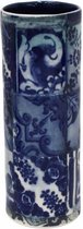 Vaas - cilinder vaas - blauw - aardewerk - H 24,7 cm
