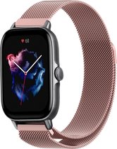 Stalen, Milanees Smartwatch bandje - Geschikt voor  Amazfit GTS 3 Milanese band - roze - Strap-it Horlogeband / Polsband / Armband