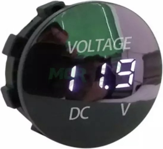 Voltmeter digitaal inbouw 6-48V |Auto, motorfietsen, boot | waterdicht en stofdicht| Wit | 36x16mm |