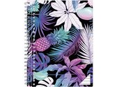 collegeblok Tropical 23-rings A4 papier zwart/paars