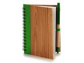 notitieboek 13 x 10 cm rubber/papier naturel/groen