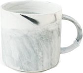 mok marmereffect 8,6 x 9 cm keramiek zwart/wit