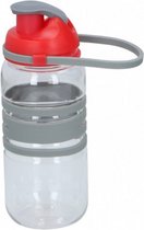 drinkfles 450 ml polyetheen 18,5 cm transparant/rood
