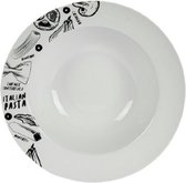 pastabord 30 x 7,5 cm porselein wit/zwart