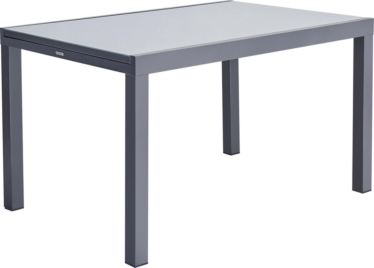 NATERIAL - uitschuifbare tuintafel LYRA - uitschuifbare tafel voor 6 tot 8 personen - 130/220x90cm - eettafel - aluminium - met glazen blad - antraciet