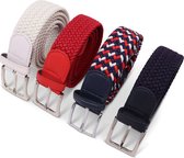 Safekeepers elastische broekriem - stretch riemen - 4 stuks zwart, wit, rood en multicolor