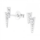 Zilveren oorbellen | Oorstekers | Zilveren oorstekers, bliksemschicht met kristallen