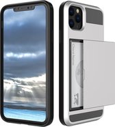iPhone 13 hoesje - Hoesje met pasjes iPhone 13 - Shock proof case cover - Zilver