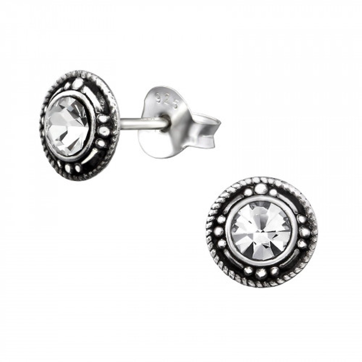WeLoveSilver - zilveren oorstekers - kristal - geoxideerd - 37x26mm