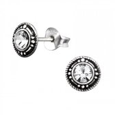 Zilveren oorbellen | Oorstekers | Zilveren oorstekers met kristal en versiering