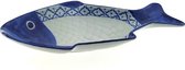 Vis Schaal - Vis Bord - Visschaal - Presenteerschaal wit blauw - Thais servies - Pineapple patroon - Ananaspatroon 38 cm