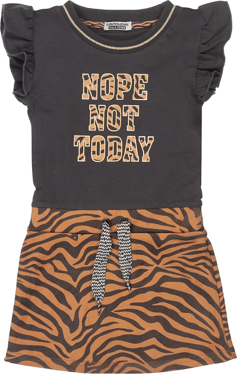 DJ DUTCHJEANS - Jurk - Zebraprint Grijs Bruin - Maat 128