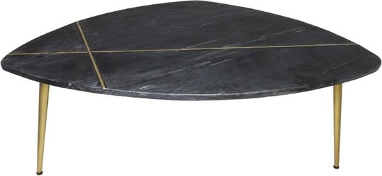 Salontafel marmer zwart en goud 90x60x36 cm