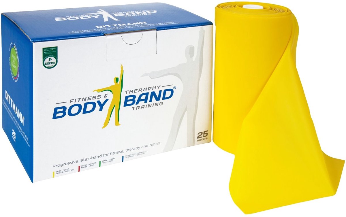 Fitness elastiek 25 meter - Licht - Body-Band - Weerstandsband - Resistance band - Professionele kwaliteit - Extra grote en voordelige rol