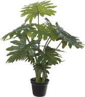 Groene gatenplant kunstplant in zwarte kunststof pot 55 cm - Philodendron Selloum - Woondecoratie