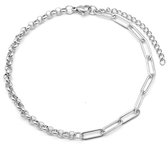 Enkelbandje Schakels - RVS - Anklet - Lengte 22-28 cm - Zilverkleurig