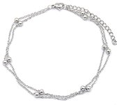 Enkelbandje Dubbel - RVS - Anklet - Lengte 22-28 cm - Zilverkleurig