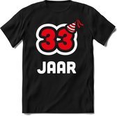 33 Jaar Feest kado T-Shirt Heren / Dames - Perfect Verjaardag Cadeau Shirt - Wit / Rood - Maat 3XL