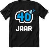 40 Jaar Feest kado T-Shirt Heren / Dames - Perfect Verjaardag Cadeau Shirt - Wit / Blauw - Maat XXL