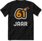 61 Jaar Feest kado T-Shirt Heren / Dames - Perfect Verjaardag Cadeau Shirt - Goud / Zilver - Maat XL