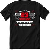 23 Jaar Legend - Feest kado T-Shirt Heren / Dames - Wit / Rood - Perfect Verjaardag Cadeau Shirt - grappige Spreuken, Zinnen en Teksten. Maat L