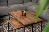 Salontafelset 3 stuks javahout en metaal