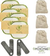 30 Wasbare Wattenschijfjes - Herbruikbare Make up Pads met 3 Waszakjes - + 2x GRATIS set herbruikbare Wattenstaafjes - Zero Waste Producten - Duurzame Bamboe Wattenschijven