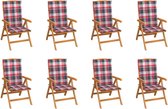 vidaXL Tuinstoelen 8 st verstelbaar met kussens massief teakhout
