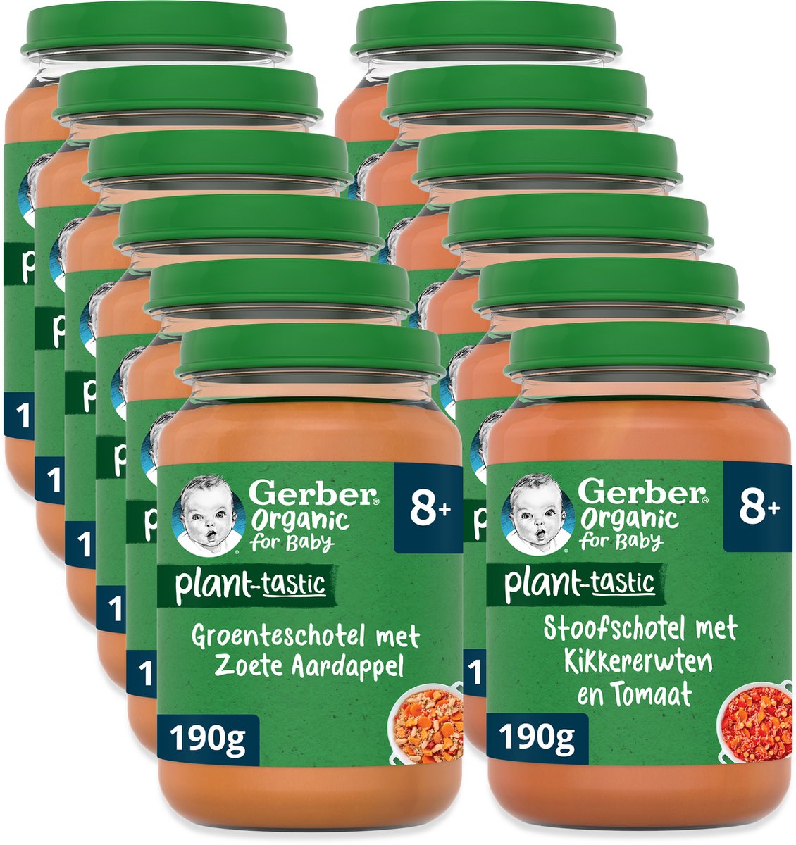 Gerber® Plant-tastic Variatiemenu baby maaltijd 8+ 12 stuks Gerber® Plant-tastic Variatiemenu baby maaltijd 8+ 12 stuks