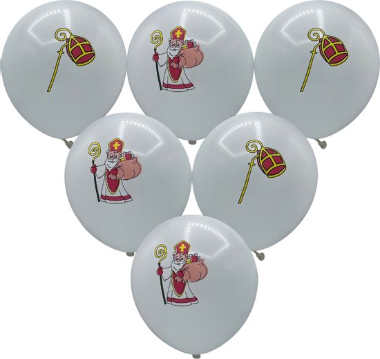 Sinterklaas ballonnen - decoratie Sinterklaas - 5 december - Piet -  feestdagen - versiering - Set van 6