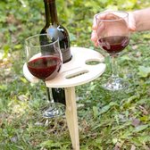 Table à Verres à vin - Porte-verres à vin - Porte-bouteilles en bois - Cadeau Vin - Porte-bouteilles - Champagne - Pique-nique - Idéal pour la plage