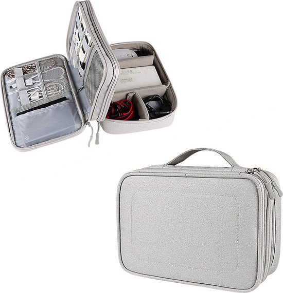 YONO Cable Organizer Bag Large - Sac de câble compact - Sac de rangement pour appareils Électronique et Accessoires de vêtements pour bébé - Étui à crayons - Gris clair