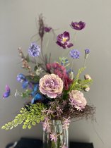 Seta Fiori - Zijden Bloemen Kunstboeket - Kunstbloemen Boeket voor Binnen - Luxe Veldboeket - Paars -50 cm