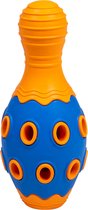 Jack and Vanilla - Hondenspeelgoed RUBBER TOYS – Traktatie Bowlingkegel - Kleur: Donkerblauw/Oranje - 15,3cm