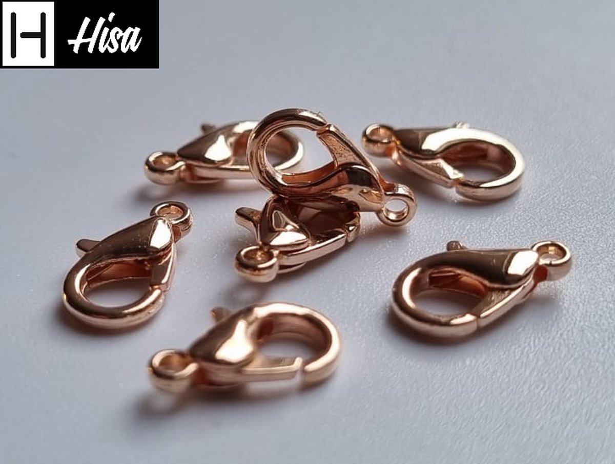 Hisa - Karabijn sluitingen - Rose Gold - 100 stuks - Karabijnsluitingen - 12mm